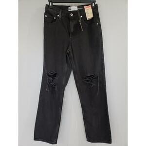 NEW Levis 29x31 Black Mid-Rise '94 Baggy Straight Jeans 30 Silver Tab Distressed